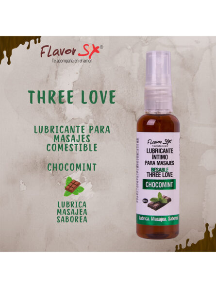 Lubricante three love chocomint 60ml flavor